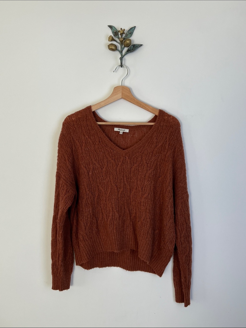 Pointelle V Neck Sweater